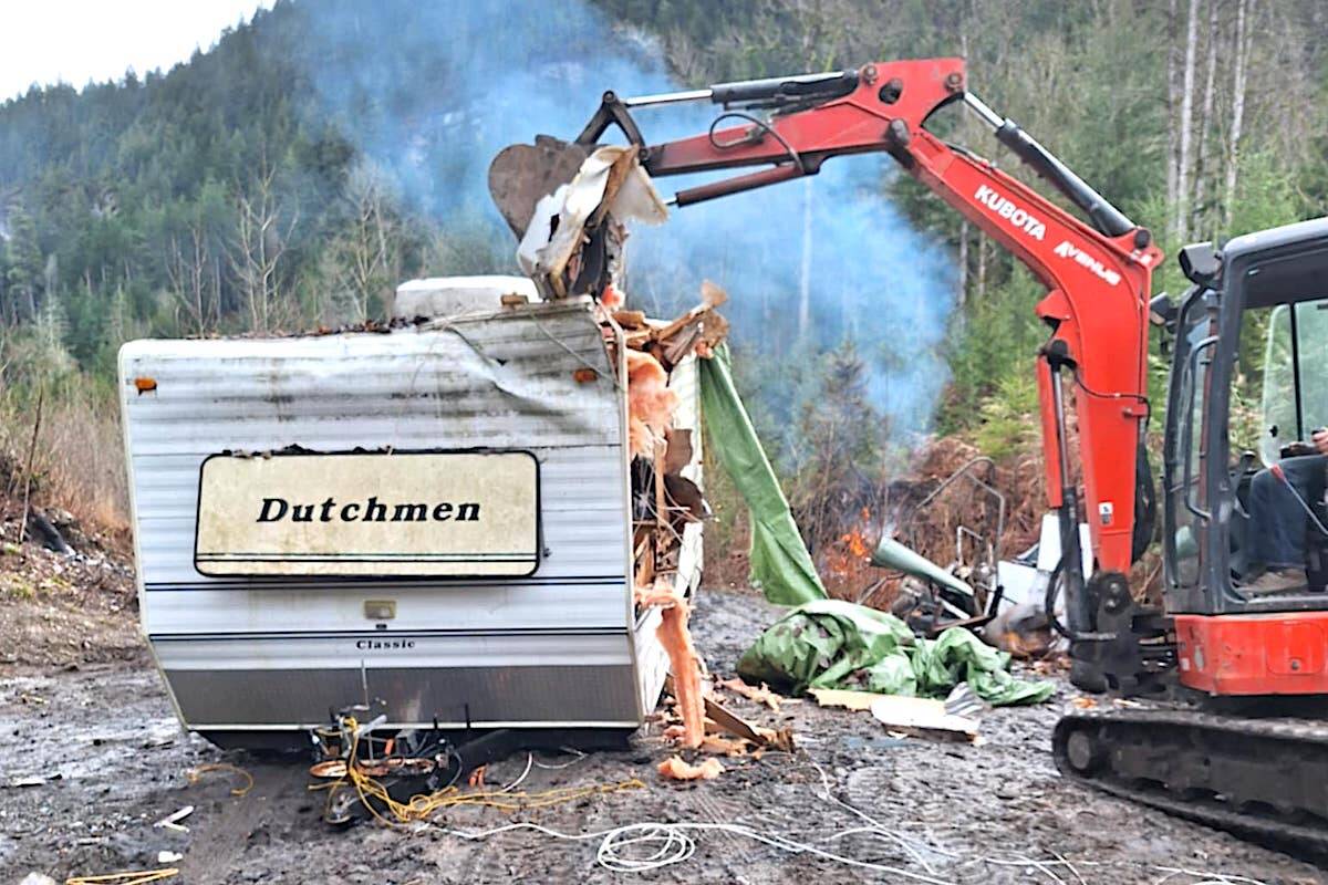 Cleanup of abandoned homeless camps are underway at 4 sites in the Chilliwack River Valley