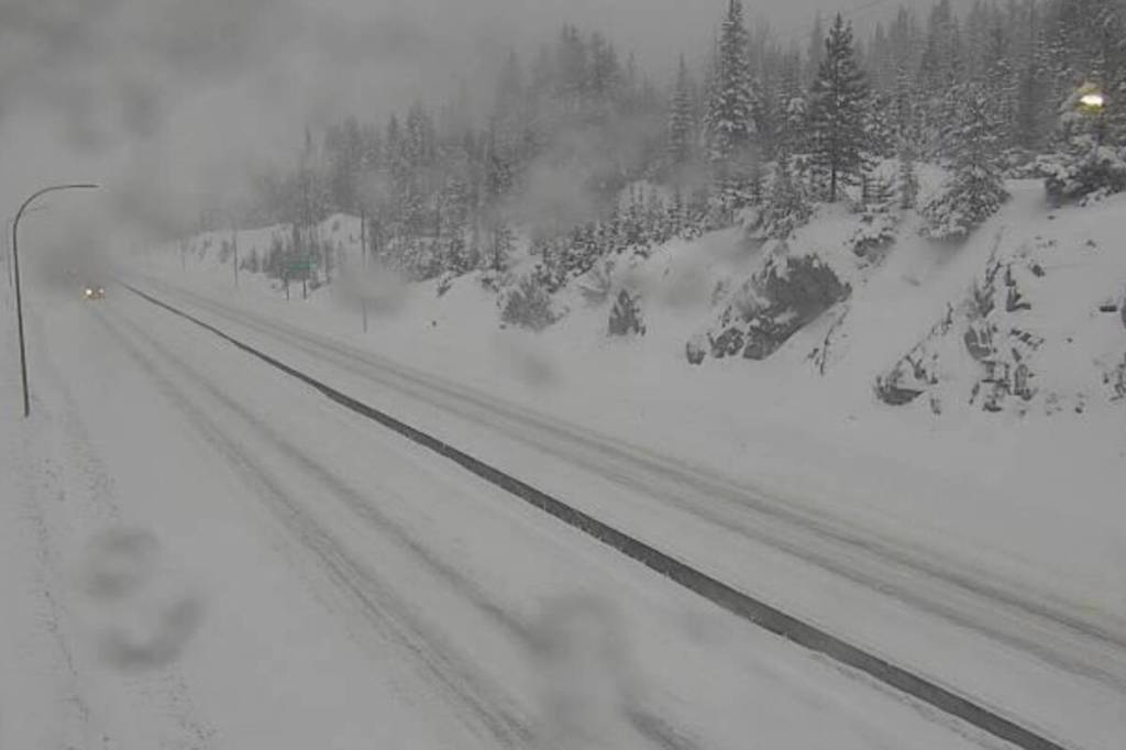 Snowy highway conditions in the BC Interior